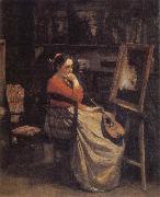 Jean Baptiste Camille  Corot The Studio Spain oil painting artist